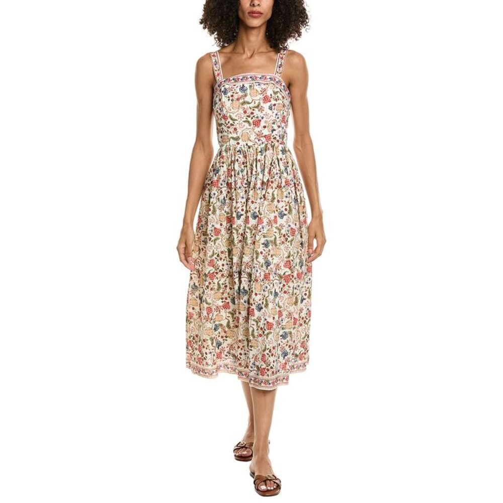 Max Studio Womens Straight Neck Midi Dress, Red